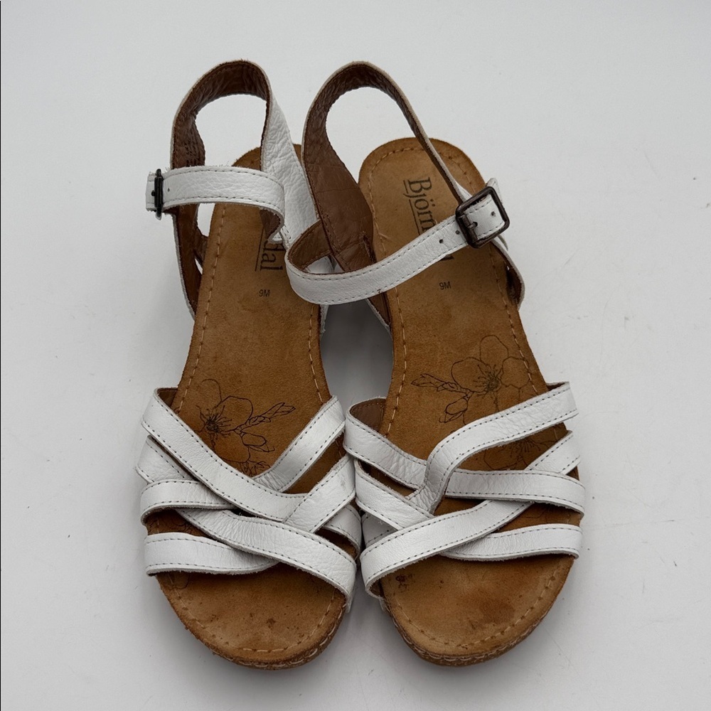 Bionica Women's White Strappy Sandals wedge 9M casual vacation Leather beach Y2K - Picture 3 of 9